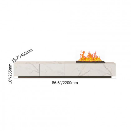 HMR Sintered Stone Electric Fireplace Humidifier TV Stand & 39" Coffee Table Set - White, 86.6"W x 15.7"D x 10"H