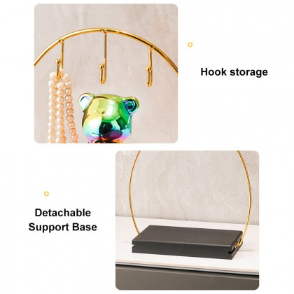HMR - Colorful Electroplating Ceramic Trendy Bear Entrance Storage Tray With Hooks Key Holder
