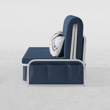 HMR Modern 2-Seater Linen Sleeper Sofa with Trundle - Blue, Queen Size