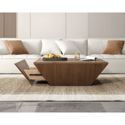 HMR Modern 24" Coffee Table with Storage and 1-Drawer - Walnut
