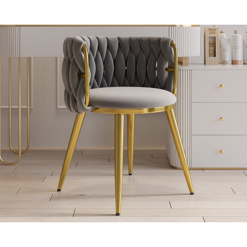 HMR Sweave Nordic Barrel Dining Chair with Velvet Upholstery (Set of 4) - Light Gray