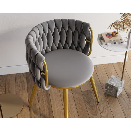 HMR Sweave Nordic Barrel Dining Chair with Velvet Upholstery (Set of 4) - Light Gray