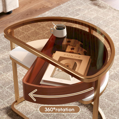 HMR - Rectangular Glass Lift Top Nesting Coffee Table Set