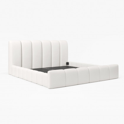 HMR - Humply Modern Leather Wingback King Bed Frame with Upholstered Headboard