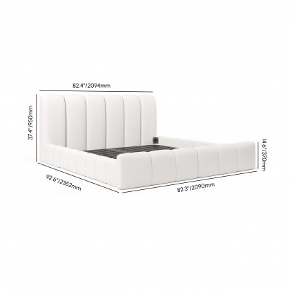 HMR - Humply Modern Leather Wingback King Bed Frame with Upholstered Headboard