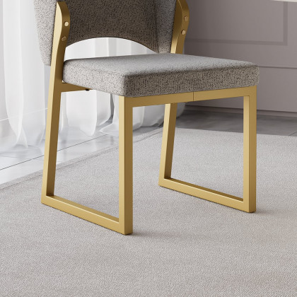 HMR - Modern Dining Chairs Gold with Linen Upholstery (Set of 2) - Light Gray