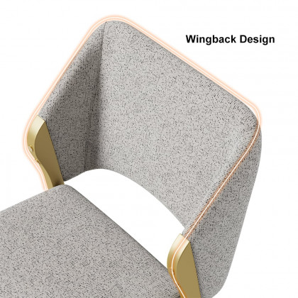 HMR - Modern Dining Chairs Gold with Linen Upholstery (Set of 2) - Light Gray