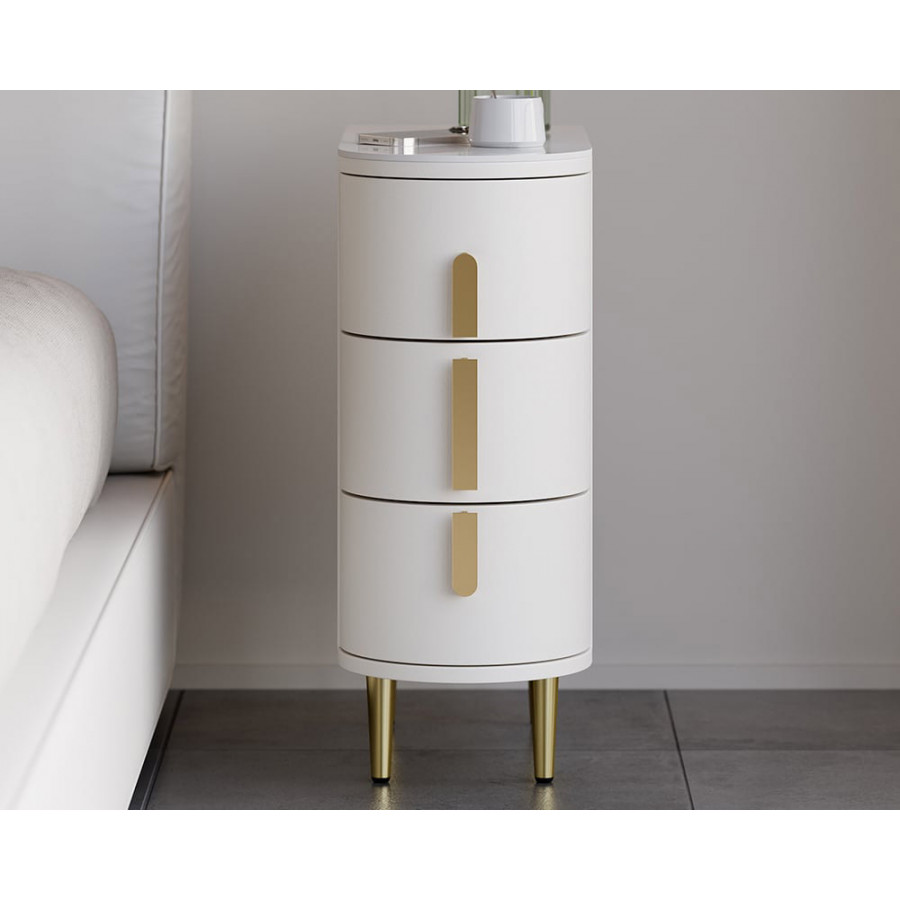 HMR - Narrow Sintered Stone Top 3-Drawer Nightstand