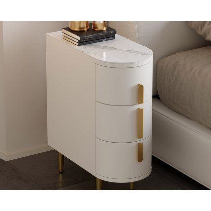 HMR - Narrow Sintered Stone Top 3-Drawer Nightstand