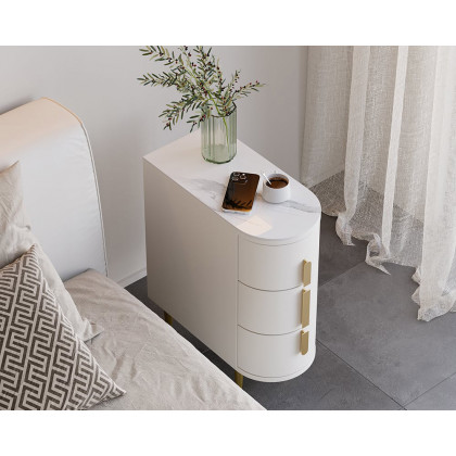 HMR - Narrow Sintered Stone Top 3-Drawer Nightstand