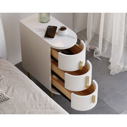 HMR - Narrow Sintered Stone Top 3-Drawer Nightstand