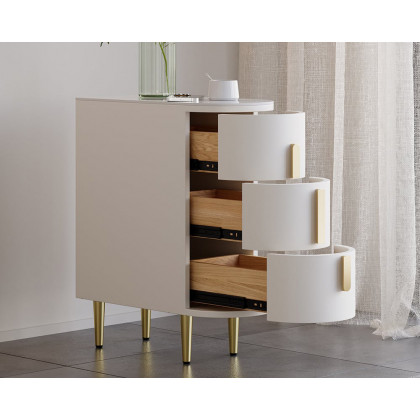 HMR - Narrow Sintered Stone Top 3-Drawer Nightstand