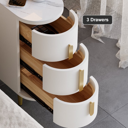 HMR - Narrow Sintered Stone Top 3-Drawer Nightstand