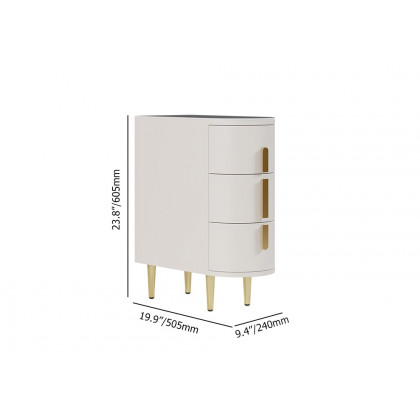 HMR - Narrow Sintered Stone Top 3-Drawer Nightstand