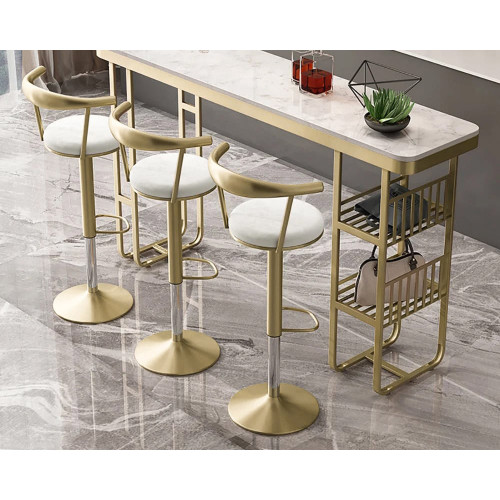 HMR Modern Adjustable Swivel Bar Stools with Velvet Upholstery (Set of 4) - White