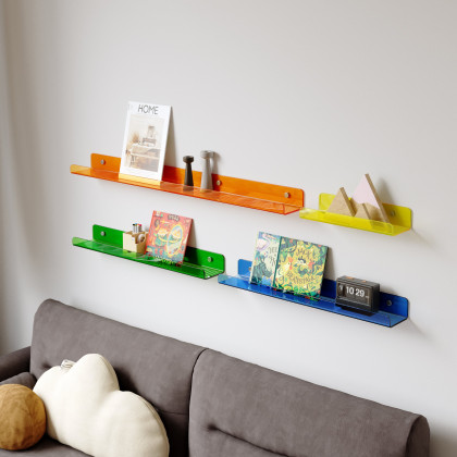 HMR - 4-Piece Neon Color Acrylic Wall Shelves Decorative Wall Mounted Floating Shelves