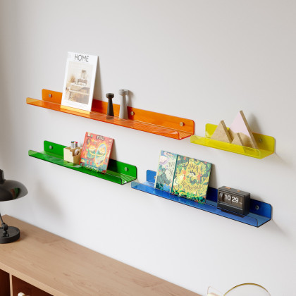 HMR - 4-Piece Neon Color Acrylic Wall Shelves Decorative Wall Mounted Floating Shelves