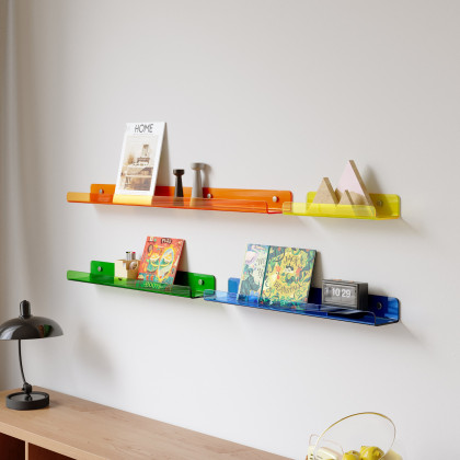 HMR - 4-Piece Neon Color Acrylic Wall Shelves Decorative Wall Mounted Floating Shelves