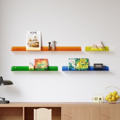 HMR - 4-Piece Neon Color Acrylic Wall Shelves Decorative Wall Mounted Floating Shelves