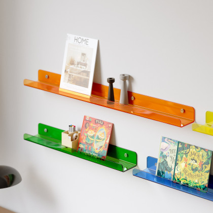 HMR - 4-Piece Neon Color Acrylic Wall Shelves Decorative Wall Mounted Floating Shelves