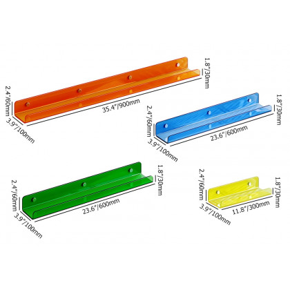 HMR - 4-Piece Neon Color Acrylic Wall Shelves Decorative Wall Mounted Floating Shelves