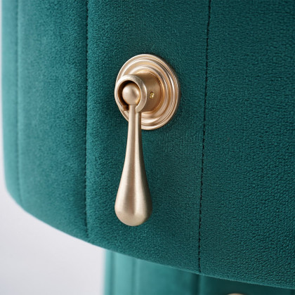 HMR 3-Drawer Round Nightstand (Set of 2) - Green, Velvet