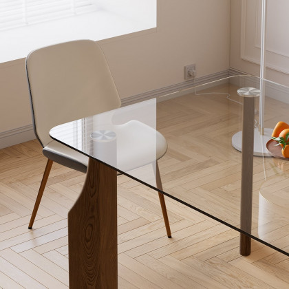 HMR - 70.9" Modern Rectangle Tempered Glass Dining Table Seats 6-8 People
