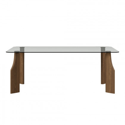 HMR - 70.9" Modern Rectangle Tempered Glass Dining Table Seats 6-8 People