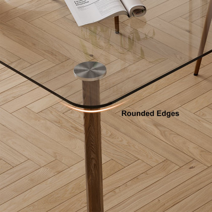 HMR - 70.9" Modern Rectangle Tempered Glass Dining Table Seats 6-8 People