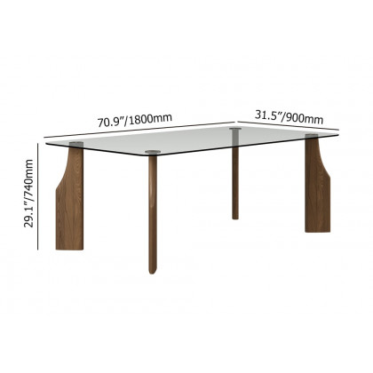 HMR - 70.9" Modern Rectangle Tempered Glass Dining Table Seats 6-8 People