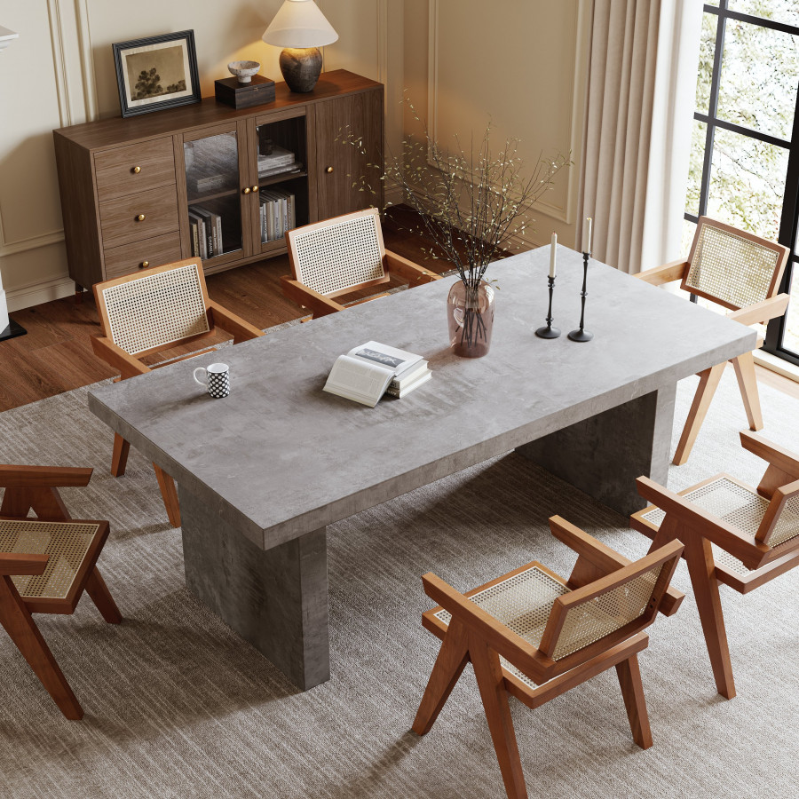 HMR Upoak Series Farmhouse Rectangle Wood Dining Table - Gray, 78.7"L x 39.4"W x 29.5"H