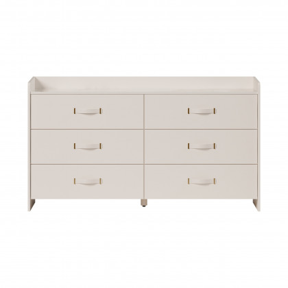 HMR - 59"W Modern White 6 Drawer Dresser Chest Bedroom Storage Cabinet