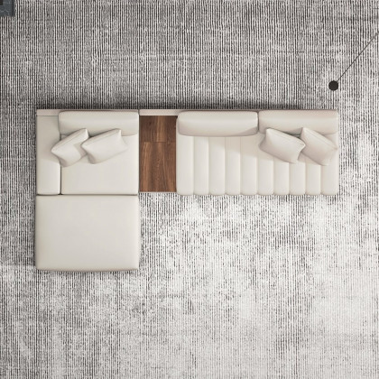 HMR 126" L-Shaped Modular Sectional with Chaise & Ottoman - Ivory, Leather