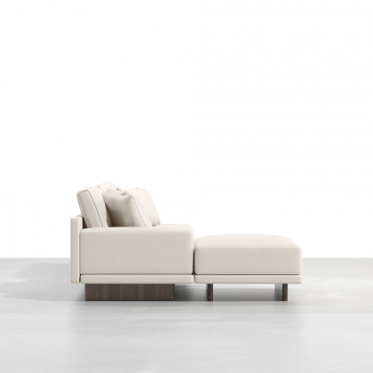 HMR 126" L-Shaped Modular Sectional with Chaise & Ottoman - Ivory, Leather