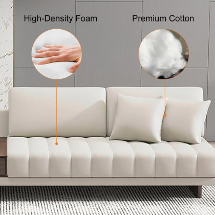 HMR 126" L-Shaped Modular Sectional with Chaise & Ottoman - Ivory, Leather