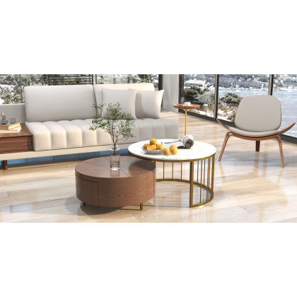 HMR 126" L-Shaped Modular Sectional with Chaise & Ottoman - Ivory, Leather
