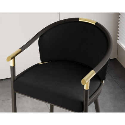 HMR Craines Series Modern Velvet Upholstered Bar Stools - Black