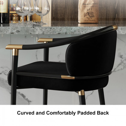 HMR Craines Series Modern Velvet Upholstered Bar Stools - Black