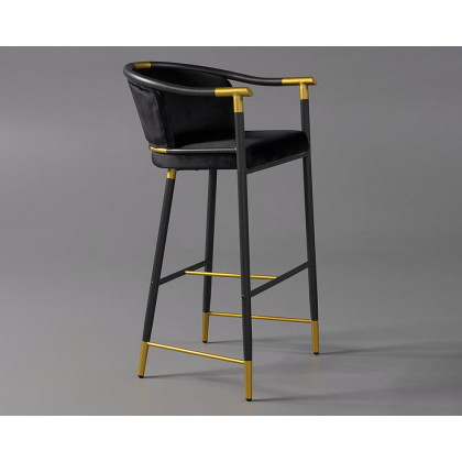 HMR Craines Series Modern Velvet Upholstered Bar Stools - Black