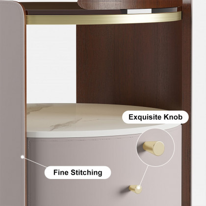 HMR Wingback Bed Headboard & 2 Nightstands Set with Wireless Charger - Light Gray, Queen, Style B