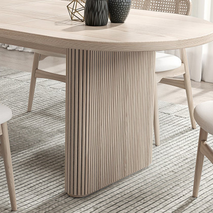 HMR Japandi Oval Extendable Dining Table - Whitewash, 63"-79" (seats 4-6)
