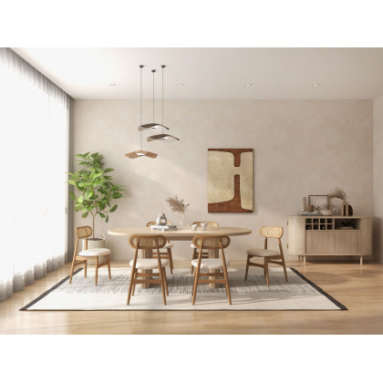 HMR Japandi Oval Extendable Dining Table - Whitewash, 63"-79" (seats 4-6)