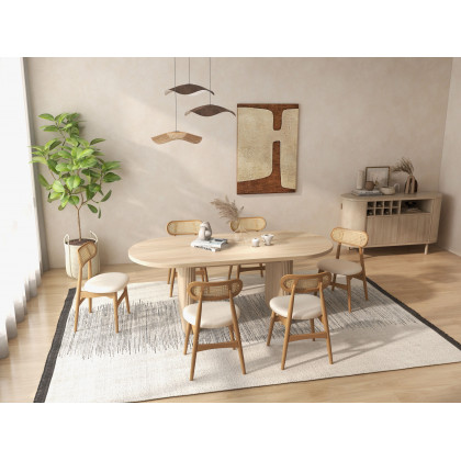 HMR Japandi Oval Extendable Dining Table - Whitewash, 63"-79" (seats 4-6)