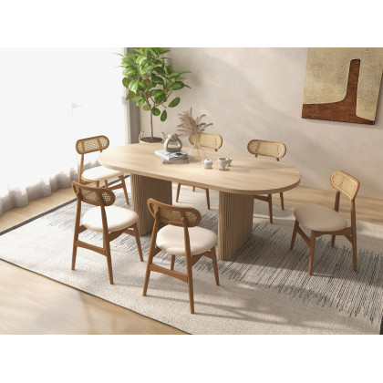 HMR Japandi Oval Extendable Dining Table - Whitewash, 63"-79" (seats 4-6)
