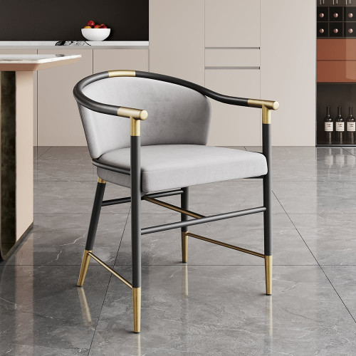 HMR Craines Series Modern Dining Chairs with Velvet Upholstery - Gray, Set of 4