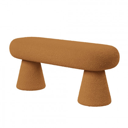 HMR - Modern Orange Boucle Bedroom Bench Upholstered Long Bench with 2 Legs