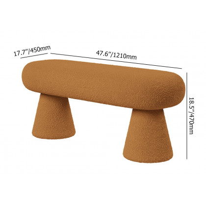 HMR - Modern Orange Boucle Bedroom Bench Upholstered Long Bench with 2 Legs
