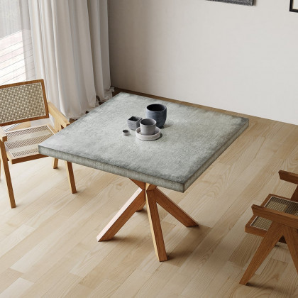 HMR - 39.4" Japandi Modern Square Oak Wood Dining Table Seats 2-4 People