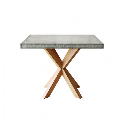 HMR - 39.4" Japandi Modern Square Oak Wood Dining Table Seats 2-4 People