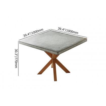 HMR - 39.4" Japandi Modern Square Oak Wood Dining Table Seats 2-4 People